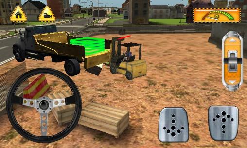 Gameplay of the Construction: Trucker 3D sim for Android phone or tablet.