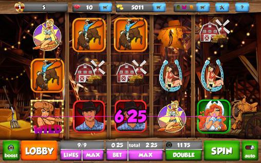 Gameplay of the Cowgirl ranch slots for Android phone or tablet.