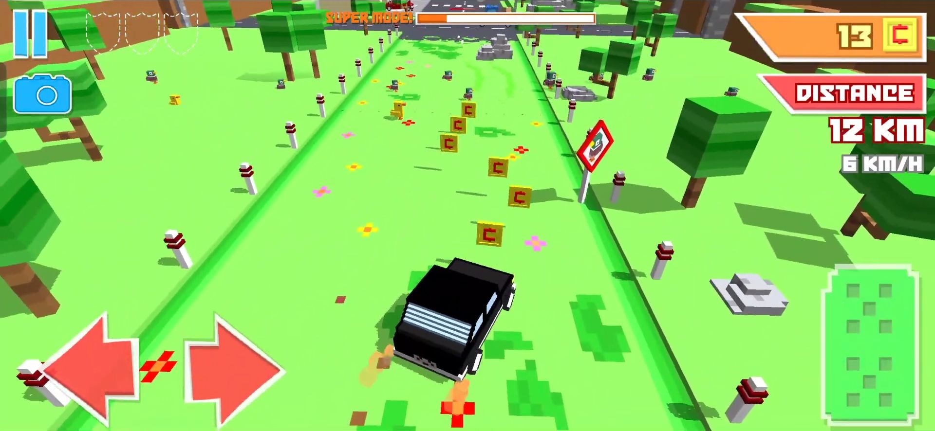 Crossy Brakes: Blocky Road Fun - Android game screenshots.