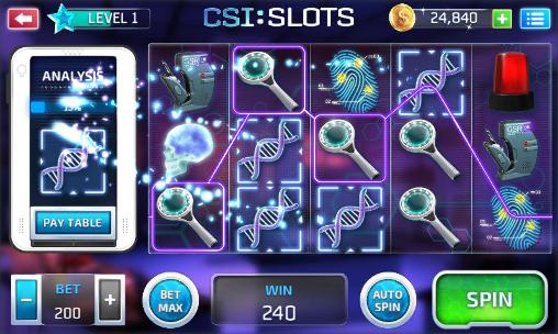 Gameplay of the CSI: Slots for Android phone or tablet.