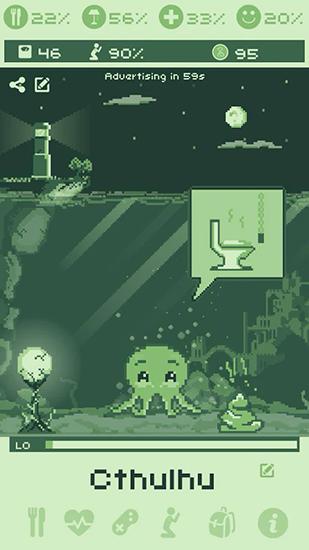 Gameplay of the Cthulhu: Virtual pet for Android phone or tablet.