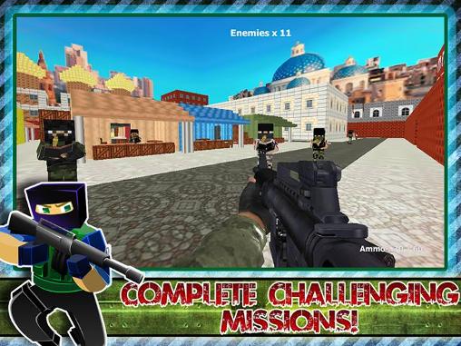 Gameplay of the Cube strike: War encounters for Android phone or tablet.
