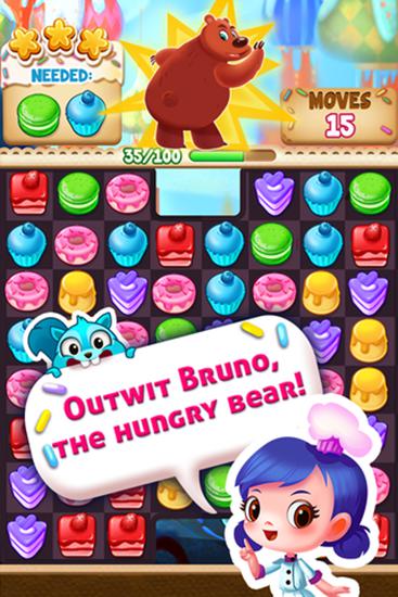 Gameplay of the Cupcake mania: Galapagos for Android phone or tablet.