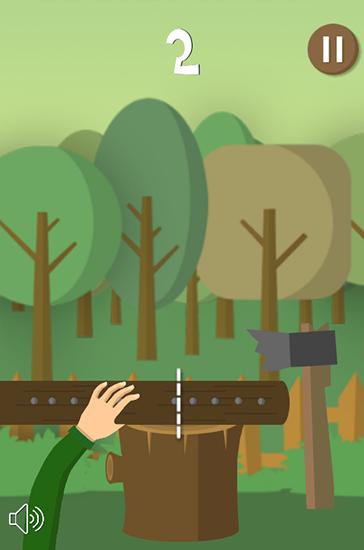 Gameplay of the Cut the timber. Lumberjack simulator for Android phone or tablet.