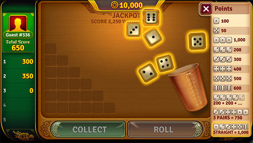Gameplay of the Dice legends: Farkle game for Android phone or tablet.