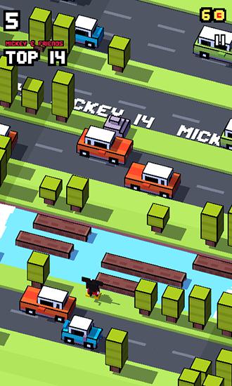 Gameplay of the Disney: Crossy road for Android phone or tablet.