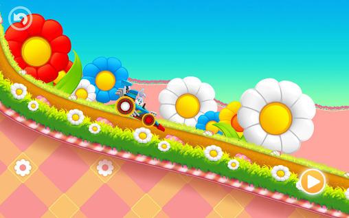 Gameplay of the Easter bunny: Fun kid racing for Android phone or tablet.