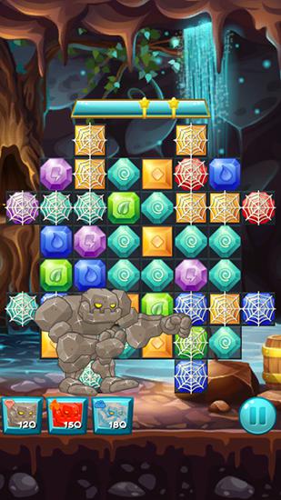 Gameplay of the Elemental jewels: Match 3 game for Android phone or tablet.