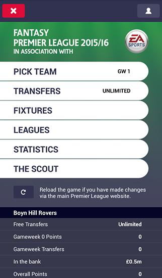 Gameplay of the Fantasy premier league 2015/16 for Android phone or tablet.