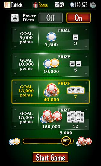 Gameplay of the Farkle: Golden dice game for Android phone or tablet.