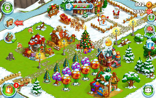 Farm snow: Happy Christmas story with toys and Santa - Android game screenshots.
