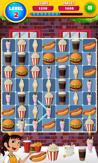 Gameplay of the Fast food: Match game for Android phone or tablet.
