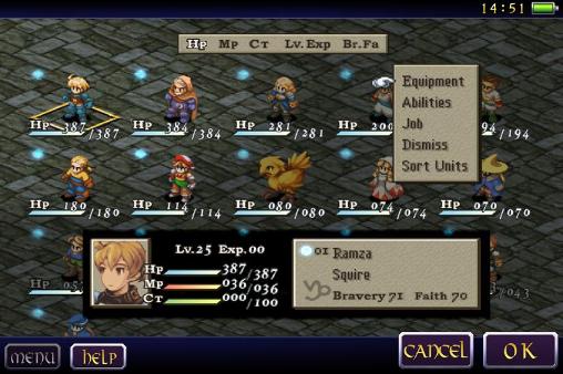 Gameplay of the Final fantasy tactics: The war of the lions for Android phone or tablet.