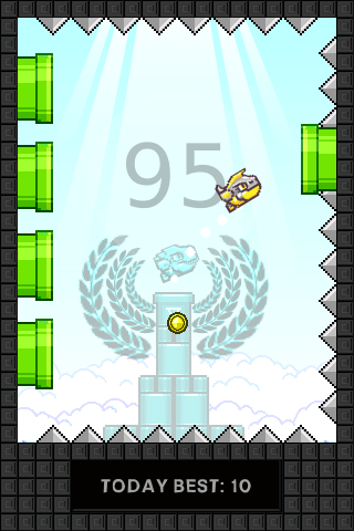 Gameplay of the Flapping cage: Avoid spikes for Android phone or tablet.