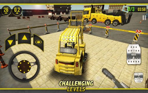 Gameplay of the Forklift simulator 3D 2014 for Android phone or tablet.