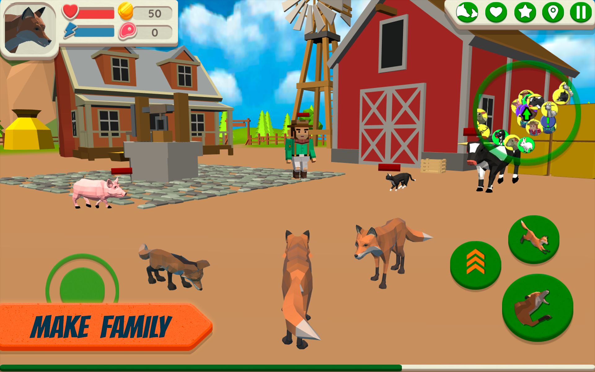 Fox Family - Animal Simulator - Android game screenshots.