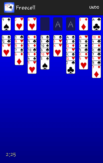 Gameplay of the Freecell solitaire for Android phone or tablet.