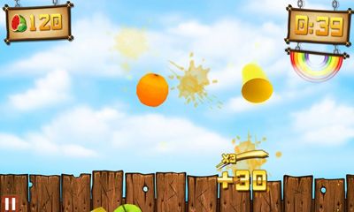 Gameplay of the Fruit Ninja vs Skittles for Android phone or tablet.