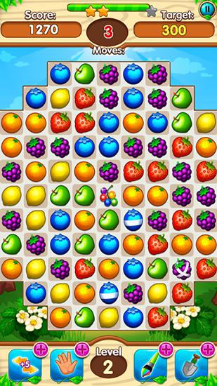 Gameplay of the Fruits forest: Match 3 mania for Android phone or tablet.