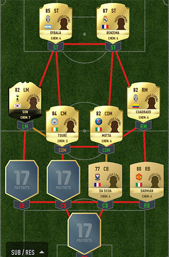 Gameplay of the Fut 17 draft for Android phone or tablet.