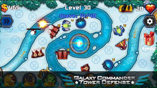 Gameplay of the Galaxy commander: Tower defense for Android phone or tablet.