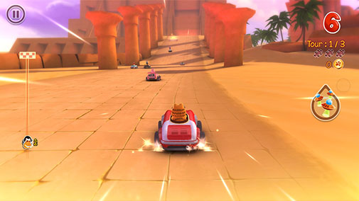 Gameplay of the Garfield kart for Android phone or tablet.