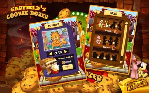 Gameplay of the Garfield's cookie dozer for Android phone or tablet.