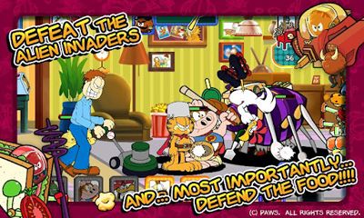 Gameplay of the Garfields Defense Attack of the Food Invaders for Android phone or tablet.
