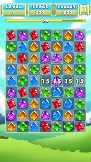 Gameplay of the Gem crush. Crazy gem match fever for Android phone or tablet.