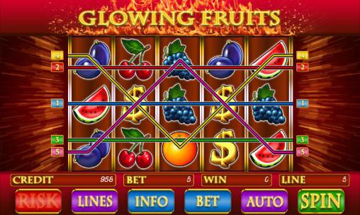 Gameplay of the Glowing fruits slot for Android phone or tablet.