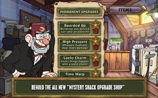 Gameplay of the Gravity Falls: Mystery shack attack for Android phone or tablet.