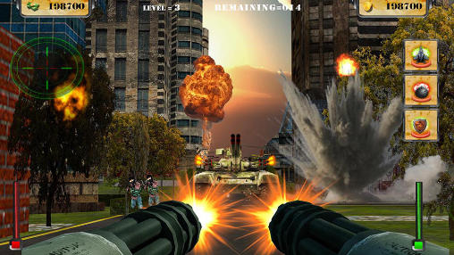 Gameplay of the Gunship commando: Military strike 3D for Android phone or tablet.