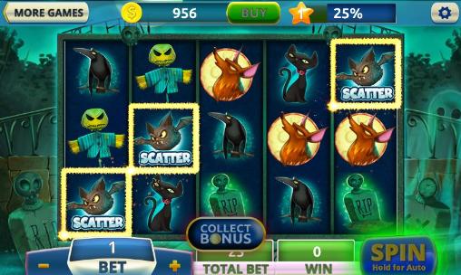 Gameplay of the Halloween casino slots for Android phone or tablet.