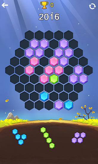 Gameplay of the Hex jewel puzzle for Android phone or tablet.