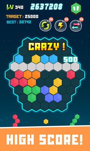 Gameplay of the Hex puzzle classic for Android phone or tablet.