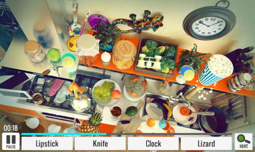 Gameplay of the Hidden object: Messy kitchen for Android phone or tablet.