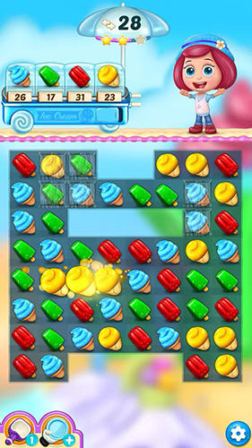 Gameplay of the Ice cream paradise: Match 3 for Android phone or tablet.