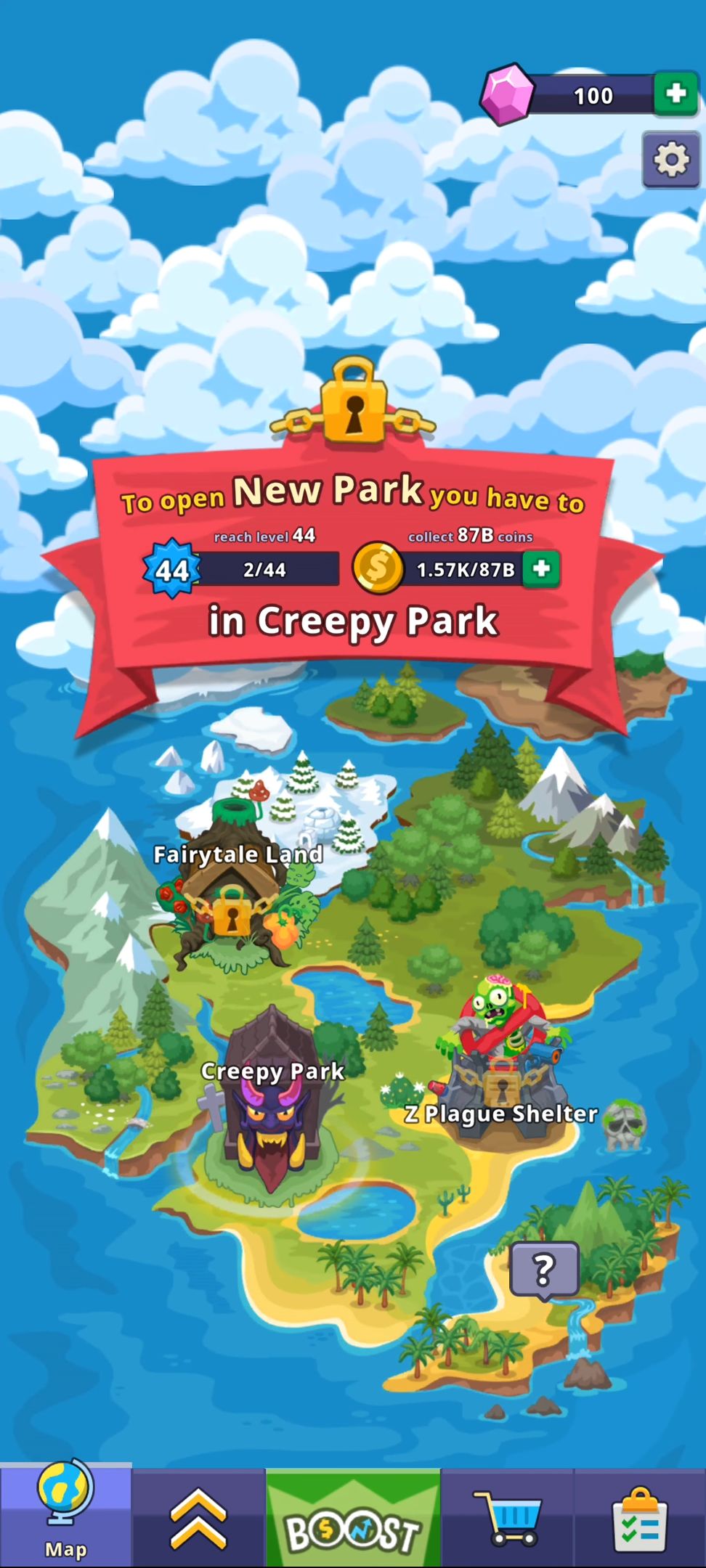 Idle Creepy Park Inc. - Android game screenshots.