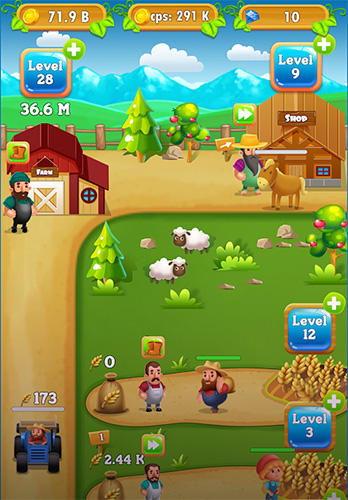 Idle farm tycoon: A cash, inc and money idle game - Android game screenshots.