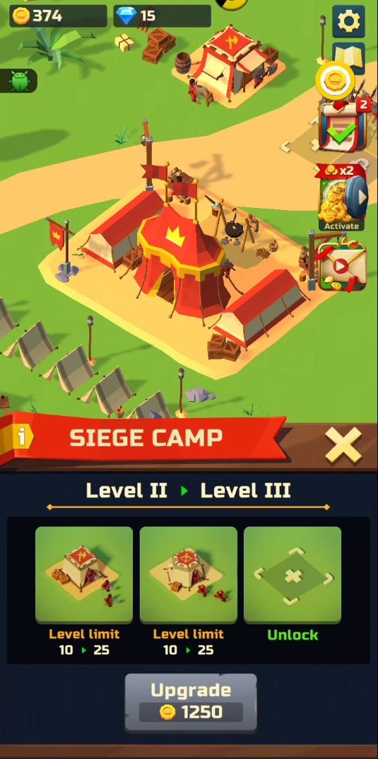 Idle Siege: War simulator game - Android game screenshots.