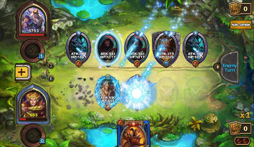 Gameplay of the Infinite myths: Online card game for Android phone or tablet.