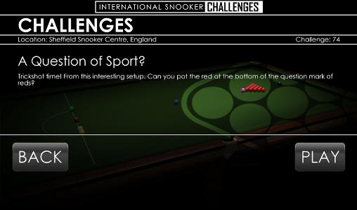 Gameplay of the International snooker challenges for Android phone or tablet.