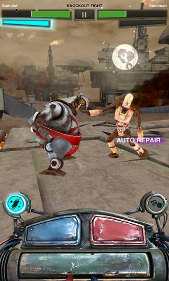 Gameplay of the Ironkill: Robot fighting game for Android phone or tablet.