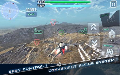 Gameplay of the Jet fighters: Modern air combat 3D for Android phone or tablet.