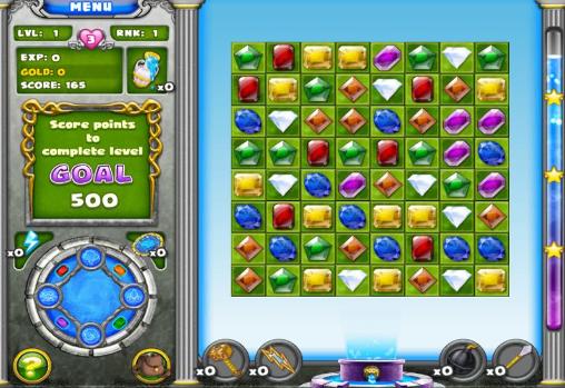 Gameplay of the Jewelion: Power of gemstones for Android phone or tablet.