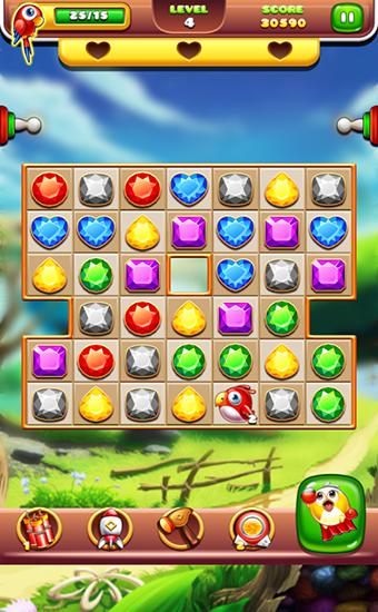 Gameplay of the Jewels rush: Match 3 for Android phone or tablet.