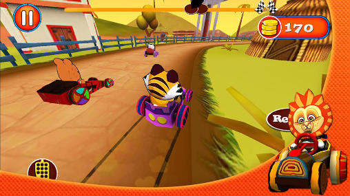 Gameplay of the Jungle: Kart racing for Android phone or tablet.