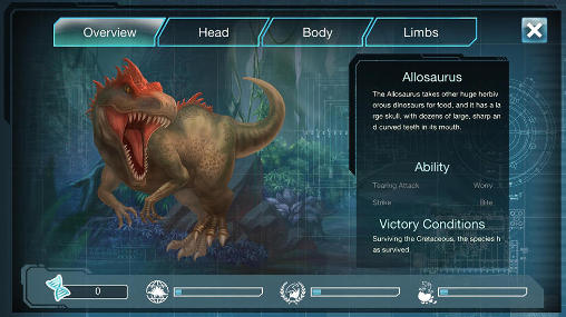Gameplay of the Jurassic world: Evolution for Android phone or tablet.