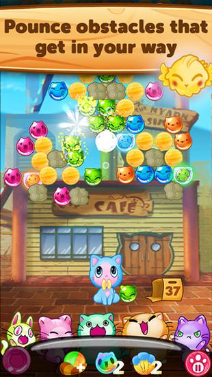 Gameplay of the Kitty pawp: Bubble shooter for Android phone or tablet.