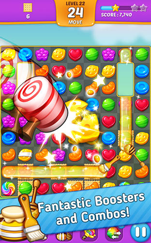 Gameplay of the Lollipop: Sweet taste match 3 for Android phone or tablet.